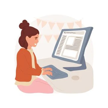 Interactive textbook isolated cartoon vector illustration. Illustrazione stock