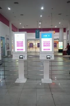 Interactive touch screen kiosk at KLIA airport Stock Photos