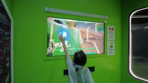 Interactive touch screen at National Science Museum Stock Footage 331982053