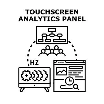 Interactive touchscreen analytics panel displaying business insights Stock Illustration