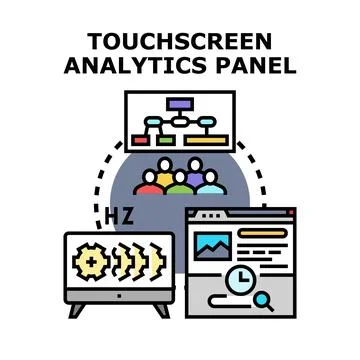 Interactive touchscreen analytics panel displaying business insights イラスト素材