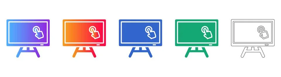Interactive Touchscreen Display Icons Stock Illustration
