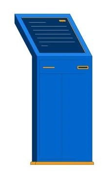 Interactive touchscreen self service kiosk terminal 2D cartoon object Stock Illustration