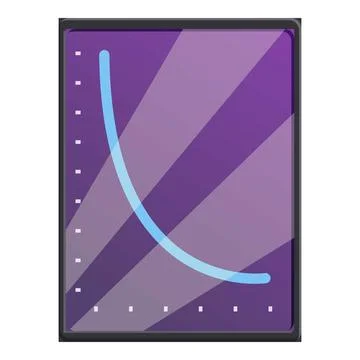 Interactive touchscreen showing graph declining icon cartoon vector Illustrazione stock