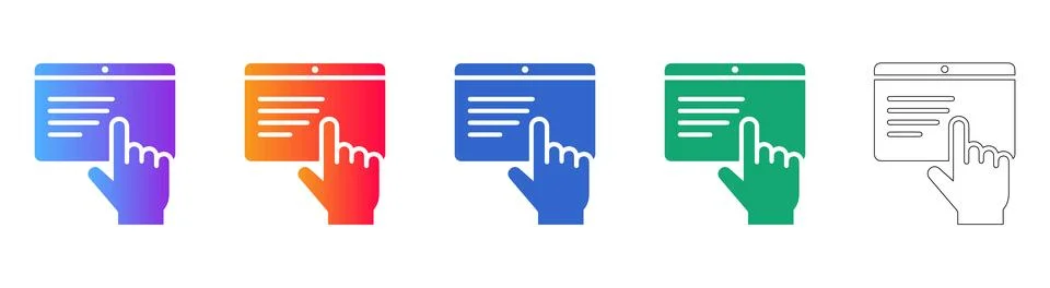 Interactive Touchscreen User Interface Icon Set Stock Illustration