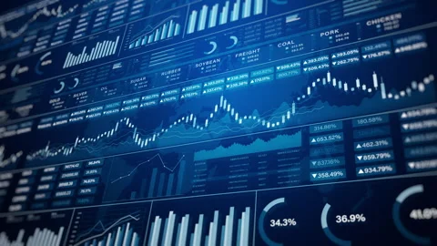 Interactive trading dashboard showing live data charts and analytics Vidéo 337862901