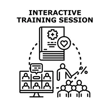 Interactive training session concept for online learning classes Stock Illustration