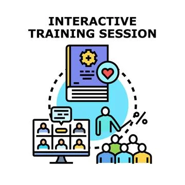 Interactive training session concept for online learning classes Stock Illustration