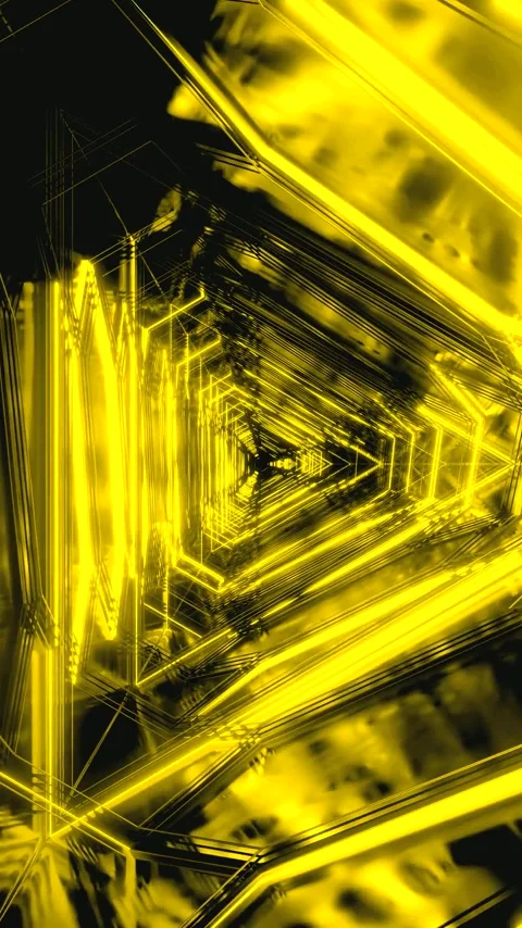 Interactive tunnel video loop presenting a vibrant yellow glowing design wi.. Stock Footage 321268514