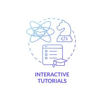 Interactive tutorials blue gradient concept icon Stock Illustration