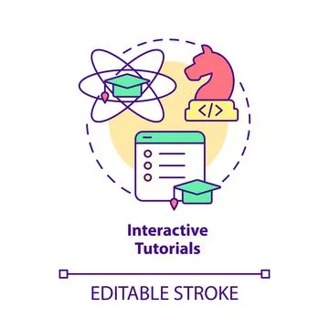 Interactive tutorials concept icon 스톡 일러스트