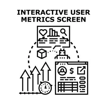 Interactive user metrics screen presenting data analysis Illustrazione stock