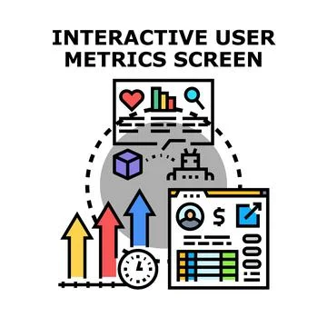 Interactive user metrics screen presenting data analysis Stockillustratie
