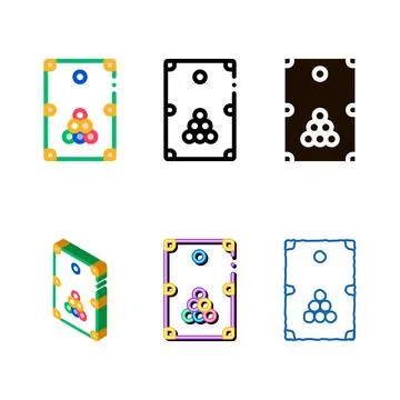 Interactive variants game billiard vector thin line icon Stock Illustration