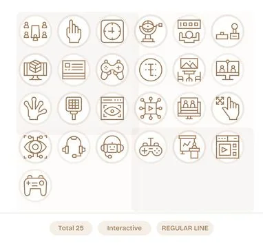 Interactive Vector Icon Repository containing 25 Regular Line 128x128 Edita.. Stock Illustration
