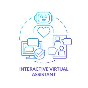 Interactive virtual assistant blue gradient concept icon イラスト素材