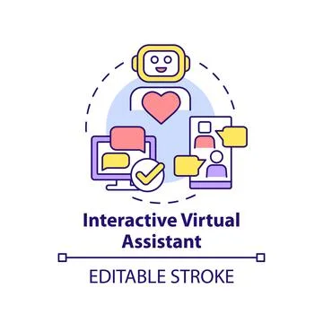Interactive virtual assistant concept icon Stock Illustration