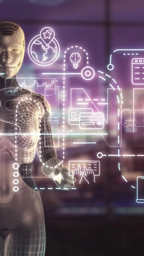 Interactive virtual display powered by an android. Stock Footage 322067413