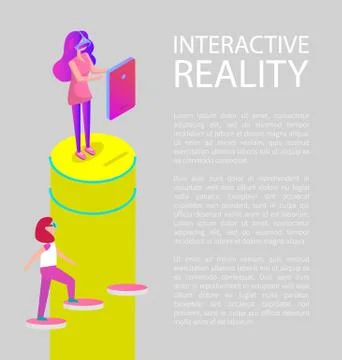 Interactive Virtual Reality Cartoon Vector Banner Stock Illustration