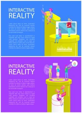Interactive Virtual Reality Vector Illustration Stock Illustration