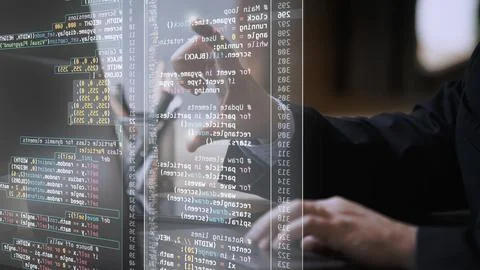 Interactive virtual workspace with fictional digital elements, emphasizing Stockfoto's