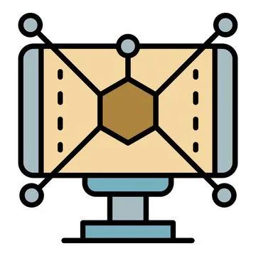 Interactive web learning icon color outline vector Stock Illustration