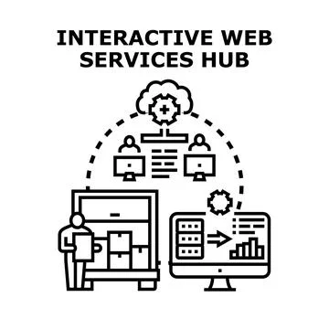 Interactive web services hub connecting data and users Stock-Illustration