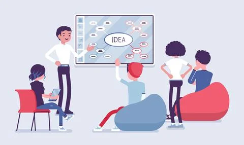 Interactive white board, smartboard presentation for start up Stock Illustration
