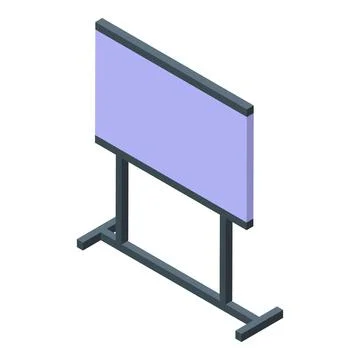 Interactive whiteboard displaying presentation on metal stand in isometric view Stock Illustration
