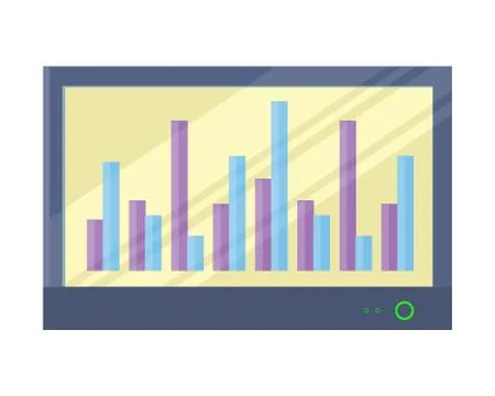 Interactive Whiteboard with Infographics Stock Illustration