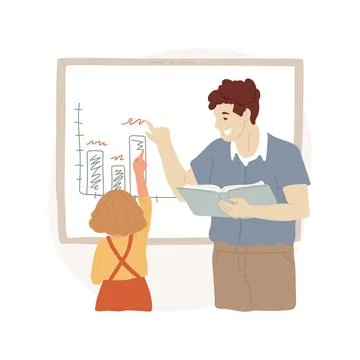 Interactive whiteboard isolated cartoon vector illustration. Illustrazione stock