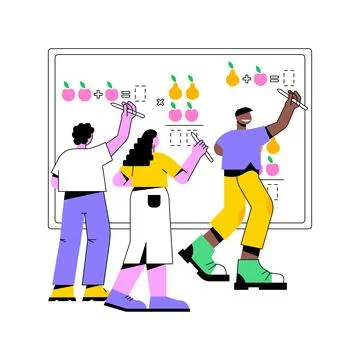 Interactive whiteboard isolated cartoon vector illustrations. Illustrazione stock