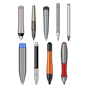 Interactive whiteboard pen set cartoon vector illustration 스톡 일러스트
