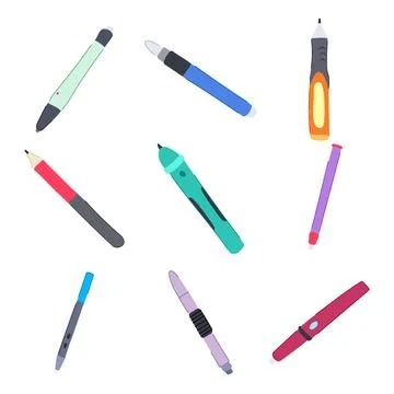 Interactive whiteboard pen set cartoon vector illustration Stock Illustration