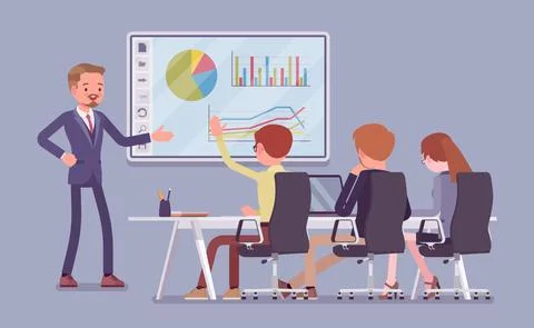 Interactive whiteboard, smart board learning and presentation for business Stock Illustration