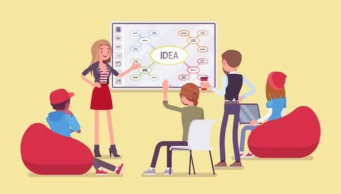 Interactive whiteboard, smart board learning and presentation for start up Illustrazione stock