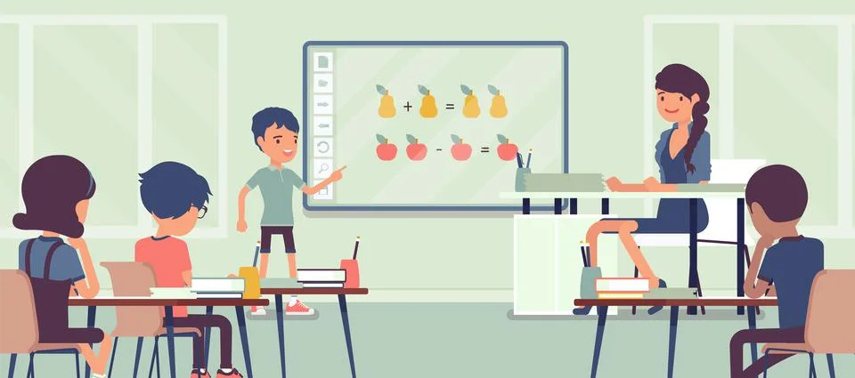 Interactive whiteboard, smart board learning and presentation for school 스톡 일러스트