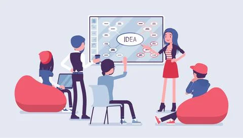 Interactive whiteboard, smart board presentation for start up Stock Illustration