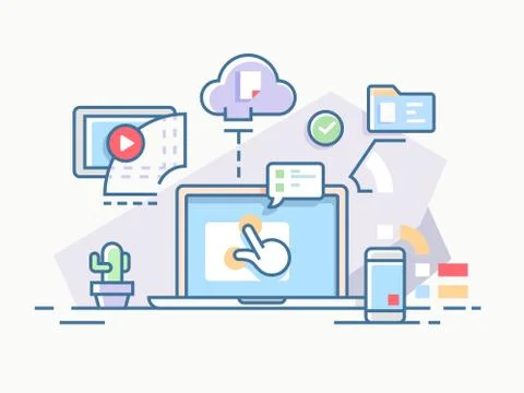 Interactive workflow process Stock Illustration