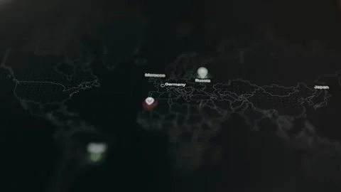 Interactive world map highlighting cybersecurity attack patterns Stock Footage 330237814