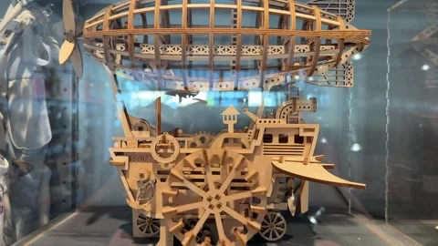 Interactive Zeppelin model exhibit at Zeppelin Museum in Friedrichshafen Stock Footage 339029475