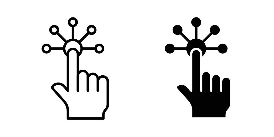 Interactivity icon vector concepts, line and silhouette style 스톡 일러스트