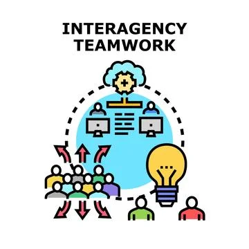 Interagency teamwork concept creating collaborative business solutions Illustrazione stock