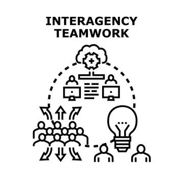 Interagency teamwork concept creating collaborative business solutions Stock Illustration