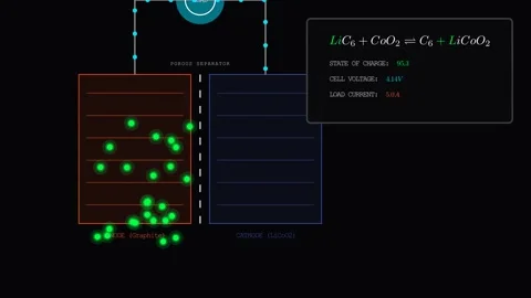 Intercalation-the process where Lithium ions physically insert Video stock 335765234