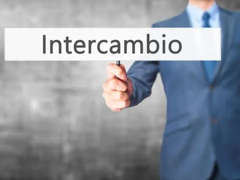 Intercambio (In portuguese - Student Exchange Program)  - Business man showin Stock Photos