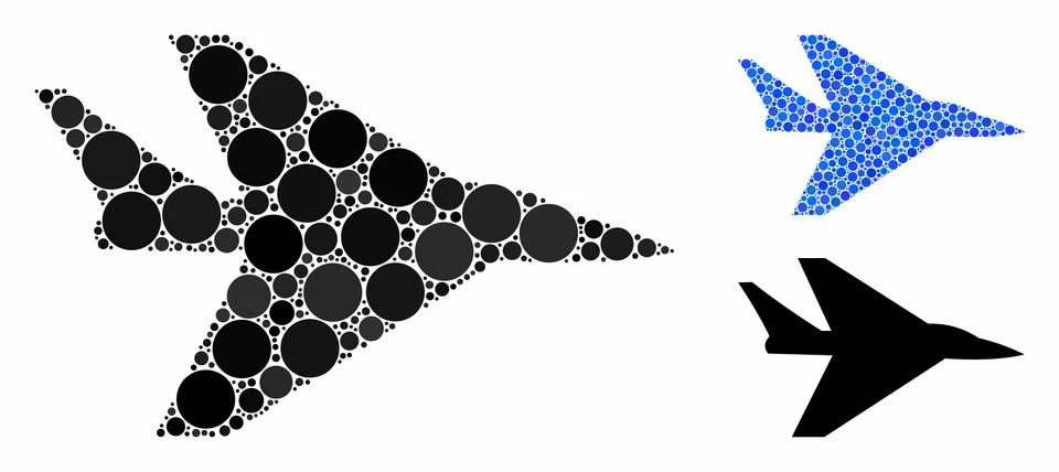 Intercepter Plane Composition Icon of Round Dots Stock Illustration