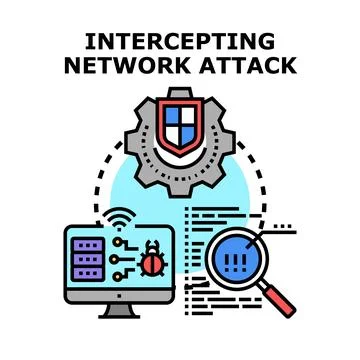 Intercepting network attack vector concept illustration イラスト素材