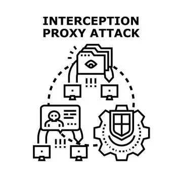 Interception proxy attack during network data hacking Stockillustratie