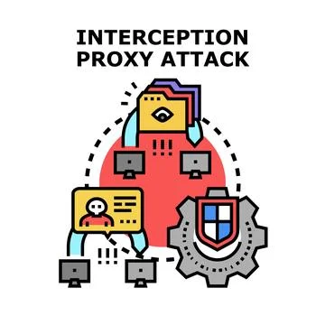 Interception proxy attack during network data hacking Stock Illustration